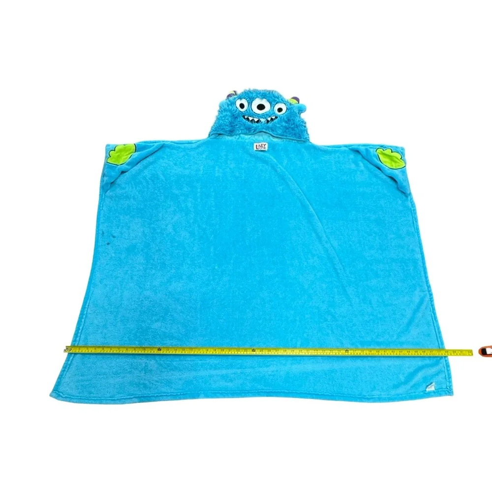 Lazy One Blue Monster Hooded Critter Blanket Three Eyed Wearable Fleece Throw